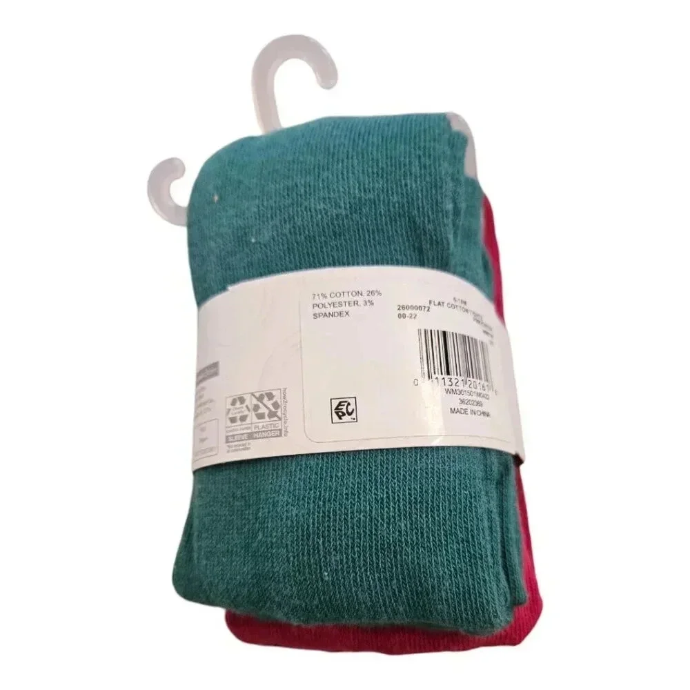6-18 M Toddler Pink and Green Tights set of 2.